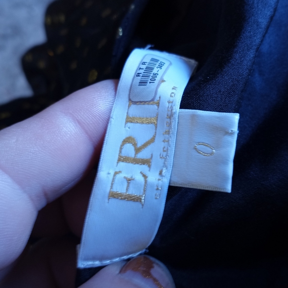 Final Sale  - Erin Fetherston Blk Gold Dot Slit Sleeve Dress - Picture 4 of 6